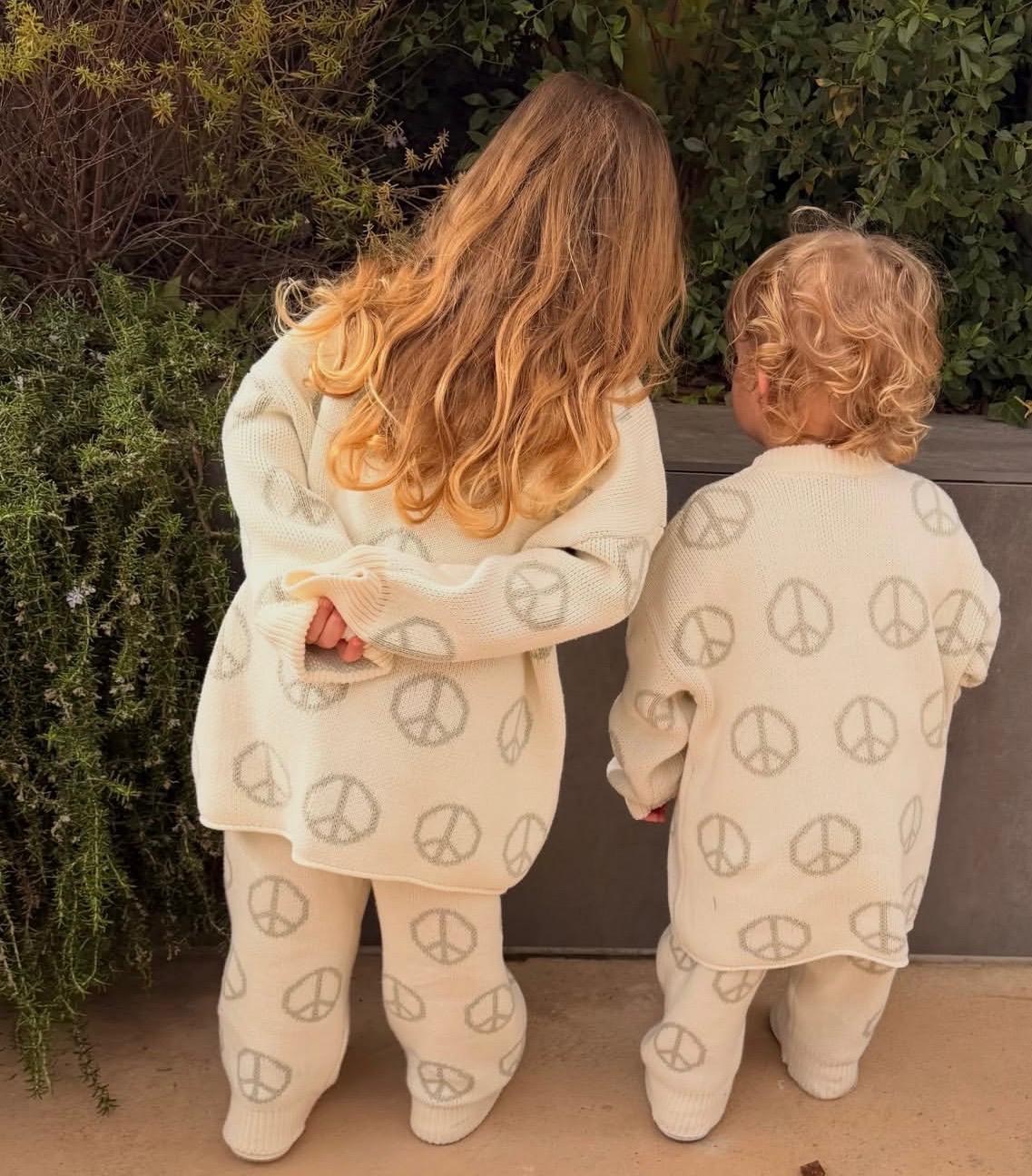 Luxury Knit Peace Tracksuit - Cream