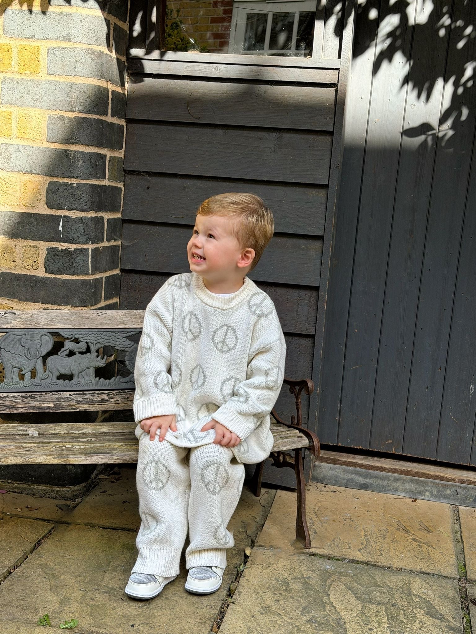 Luxury Knit Peace Tracksuit - Cream