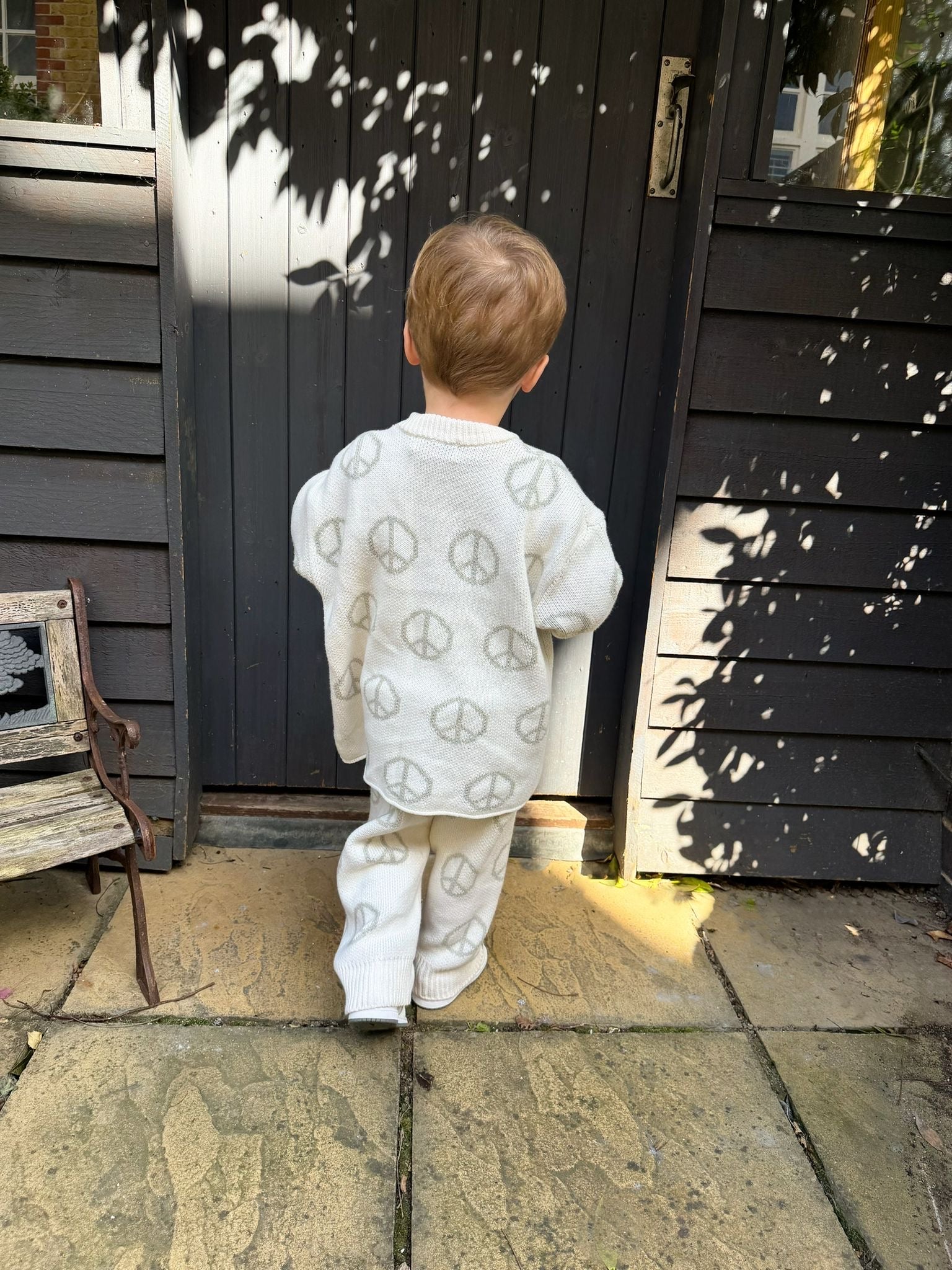 Luxury Knit Peace Tracksuit - Cream